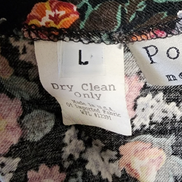 Vintage buttondown long black floral dress with pockets - Picture 10 of 11